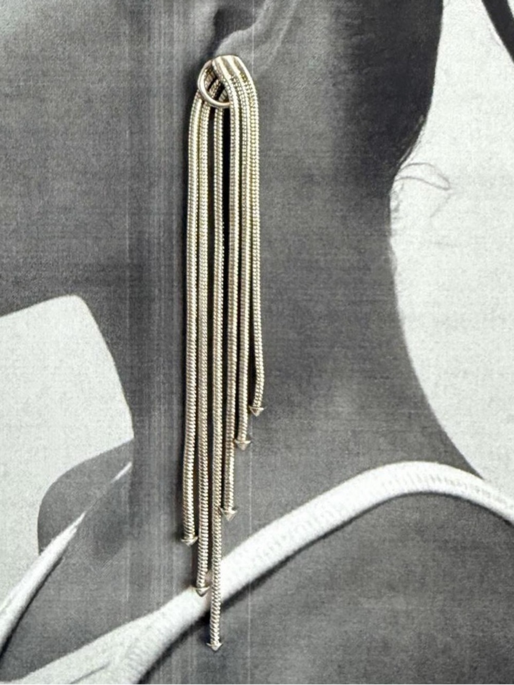 Y2K BCBGeneration silver chain fringe dangle earrings